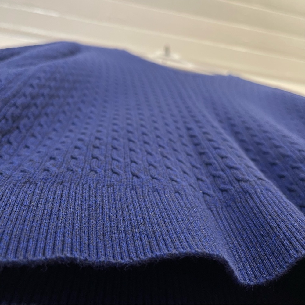 Karen Scott Navy Blue Cable Knit Sweater Women’s Size Medium 100% Cotton - Picture 6 of 13